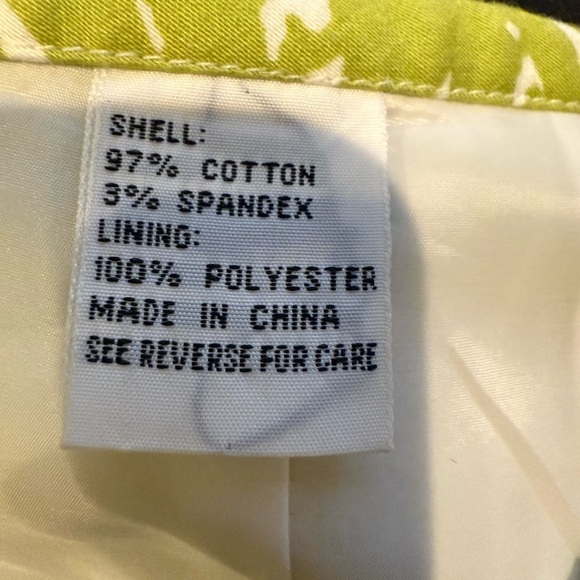 Talbots Women Sz 6 Tropical Floral Cotton Pencil Skirt Knee Length Green & White - Picture 8 of 9